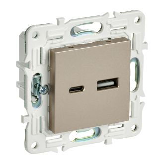 SKANDY Розетка USB A+C 3,1А шампань