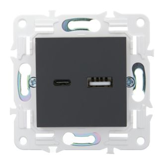 SKANDY Розетка USB A+C 3,1А графит