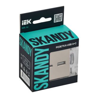 SKANDY Розетка USB A+C 3,1А песочный