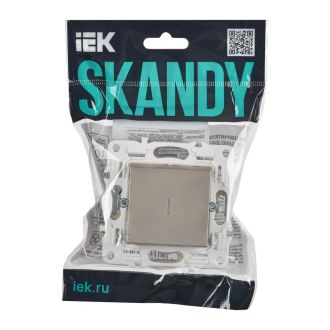 SKANDY Выключатель 1-клавишный проходной с индикацией 10А шампань