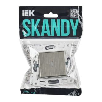 SKANDY Выключатель 1-клавишный проходной с индикацией 10А металл никель
