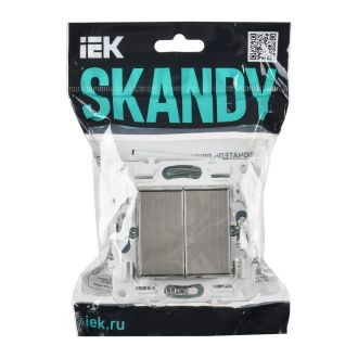 SKANDY Выключатель 2-клавишный 10А металл никель