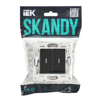 SKANDY Выключатель 2-клавишный с индикацией 10А черный