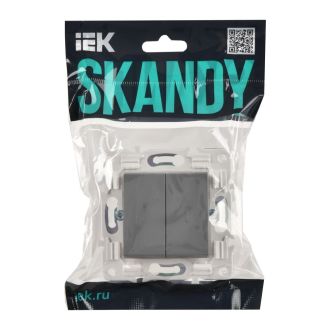 SKANDY Выключатель 2-клавишный с индикацией 10А серый