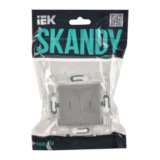 SKANDY Выключатель 2-клавишный с индикацией 10А серебряный