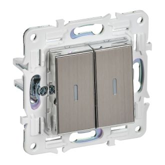 SKANDY Выключатель 2-клавишный с индикацией 10А металл никель