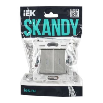 SKANDY Выключатель 2-клавишный с индикацией 10А металл никель