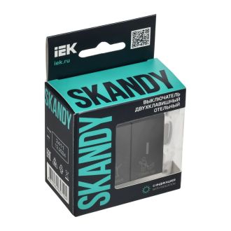 SKANDY Выключатель 2-клавишный с индикацией для отелей 10А черный
