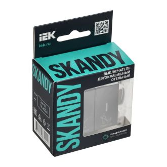 SKANDY Выключатель 2-клавишный с индикацией для отелей 10А серый