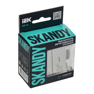 SKANDY Выключатель 2-клавишный с индикацией для отелей 10А серебряный