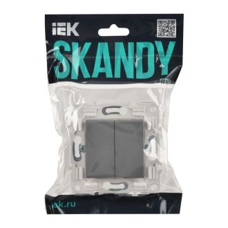 SKANDY Выключатель 2-клавишный проходной 10А серый