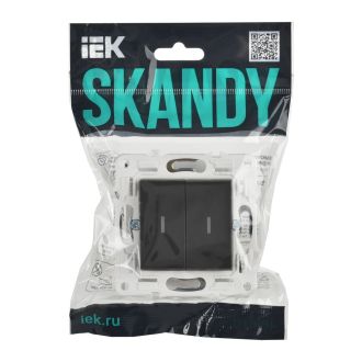 SKANDY Выключатель 2-клавишный проходной с индикацией 10А графит