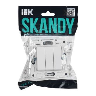SKANDY Выключатель 3-клавишный 10А арктический белый