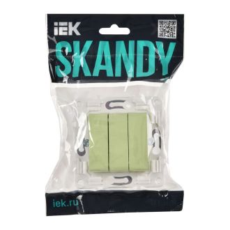 SKANDY Выключатель 3-клавишный 10А мятный