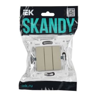 SKANDY Выключатель 3-клавишный 10А бежевый