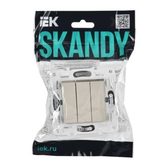 SKANDY Выключатель 3-клавишный 10А шампань