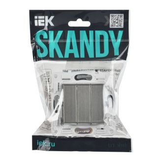 SKANDY Выключатель 3-клавишный 10А металл никель