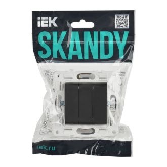 SKANDY Выключатель 3-клавишный 10А графит