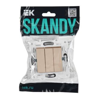 SKANDY Выключатель 3-клавишный 10А песочный