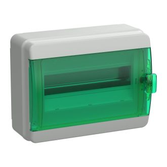 TEKFOR Корпус пластиковый КМПн-12 IP65 зеленая прозрачная дверь