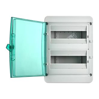 TEKFOR Корпус пластиковый КМПн-24 IP65 зеленая прозрачная дверь