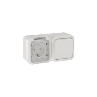 TORS Блок розетка + выключатель горизонтальный 16А IP55 белый