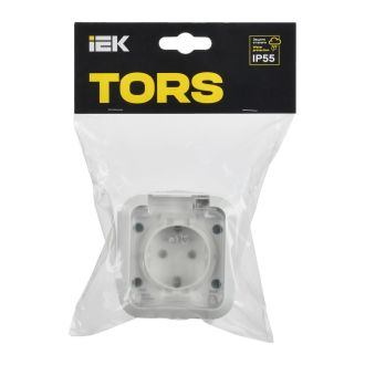 TORS Розетка 1-местная с заземляющим контактом и крышкой 16А IP55 белый