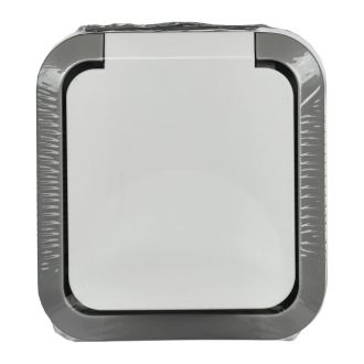 TORS Розетка 1-местная с заземляющим контактом и крышкой 16А IP55 серо-белый