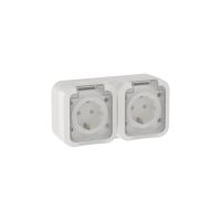 IEK TORS Розетка 2-местная горизонтальная 16А IP55 белый