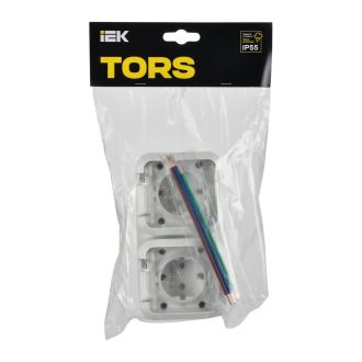 TORS Розетка 2-местная горизонтальная 16А IP55 белый