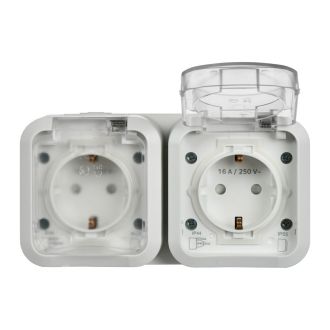 TORS Розетка 2-местная горизонтальная 16А IP55 белый