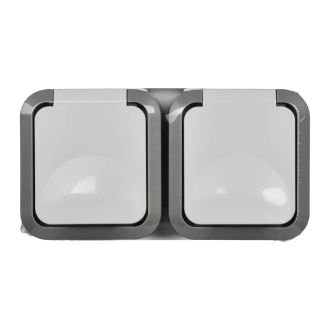 TORS Розетка 2-местная горизонтальная 16А IP55 серо-белый