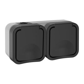TORS Розетка 2-местная горизонтальная 16А IP55 графит