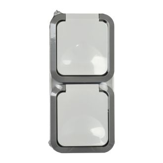 TORS Розетка 2-местная вертикальная 16А IP55 серо-белый