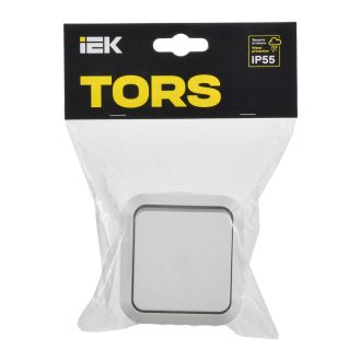 TORS Выключатель двухполюсный одноклавишный 10А IP55 белый