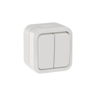 TORS Выключатель двухклавишный 10А IP55 белый
