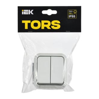 TORS Выключатель двухклавишный 10А IP55 белый