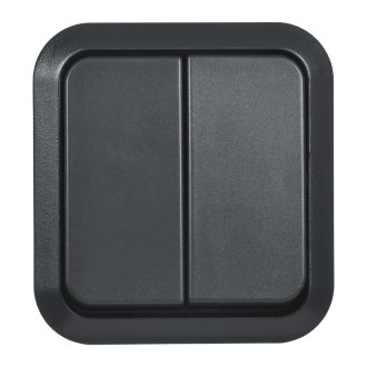 TORS Выключатель двухклавишный проходной 10А IP55 графит