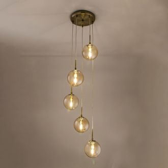 Подвесной светильник Citilux Томми CL102053, 5×E14 по 40 Вт, бронзовый/прозрачный