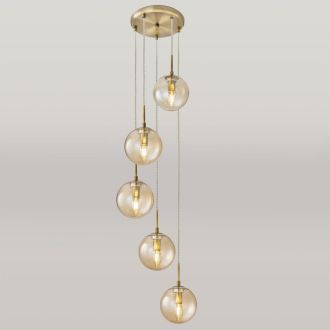 Подвесной светильник Citilux Томми CL102053, 5×E14 по 40 Вт, бронзовый/прозрачный