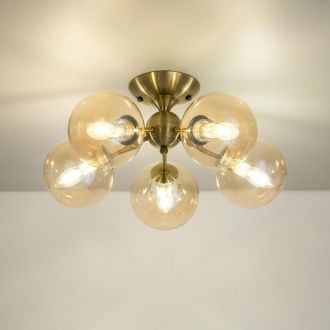 Люстра на штанге Citilux Томми CL102153, 5×E14 по 40 Вт, бронзовый/прозрачный
