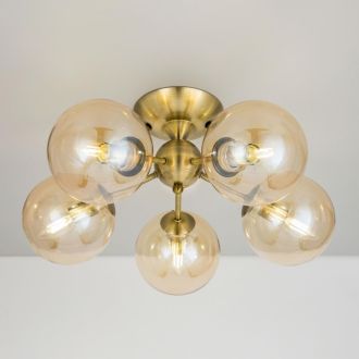 Люстра на штанге Citilux Томми CL102153, 5×E14 по 40 Вт, бронзовый/прозрачный