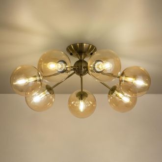 Люстра на штанге Citilux Томми CL102173, 7×E14 по 40 Вт, бронзовый/прозрачный