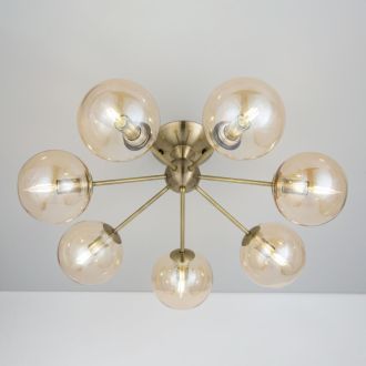 Люстра на штанге Citilux Томми CL102173, 7×E14 по 40 Вт, бронзовый/прозрачный