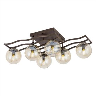 Люстра на штанге Citilux Бриз CL106265, 6×E14 по 60 Вт, коричневый/бежевый