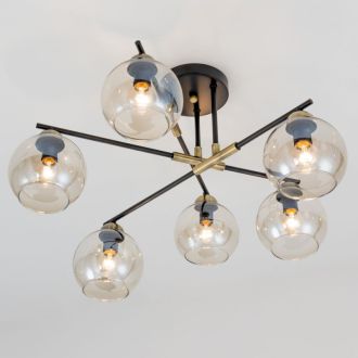 Люстра на штанге Citilux Анри CL124165, 6×E14 по 60 Вт, черный/прозрачный
