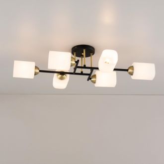Люстра на штанге Citilux Генри CL130265, 6×E27 по 75 Вт, черный/белый
