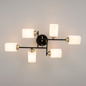 Люстра на штанге Citilux Генри CL130265, 6×E27 по 75 Вт, черный/белый