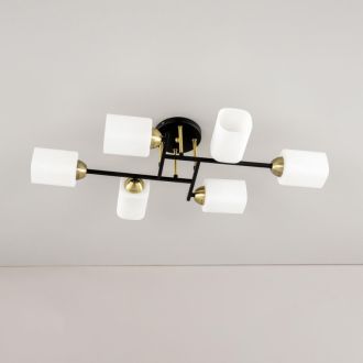 Люстра на штанге Citilux Генри CL130265, 6×E27 по 75 Вт, черный/белый