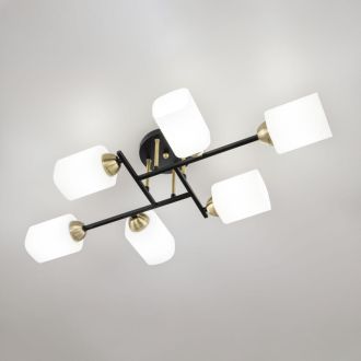 Люстра на штанге Citilux Генри CL130265, 6×E27 по 75 Вт, черный/белый